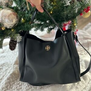 Elegant Black faux Leather Tote Bag